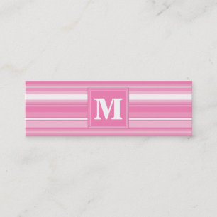 Carte De Visite Mini Bandes rose monogramme