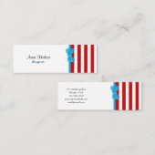 Carte De Visite Mini Bandes rouges, Blancs, Motif rayé, Lignes (Devant / Derrière)