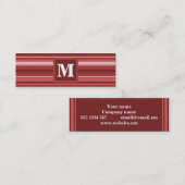Carte De Visite Mini Bandes rouges monogrammes (Devant / Derrière)