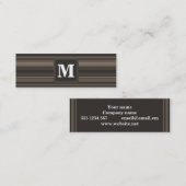 Carte De Visite Mini Bandes taupe monogramme (Devant / Derrière)