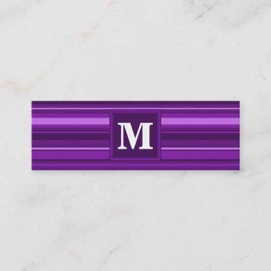 Carte De Visite Mini Bandes violettes monogrammes (Devant)
