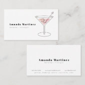 Carte De Visite Mini-bar à cocktail rose Mixologue (Devant / Derrière)