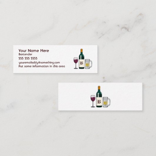 Carte De Visite Mini Barman blanc (Devant / Derrière)