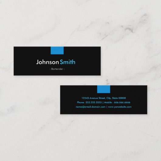 Carte De Visite Mini Bartender - Aqua Blue Compact (Devant / Derrière)
