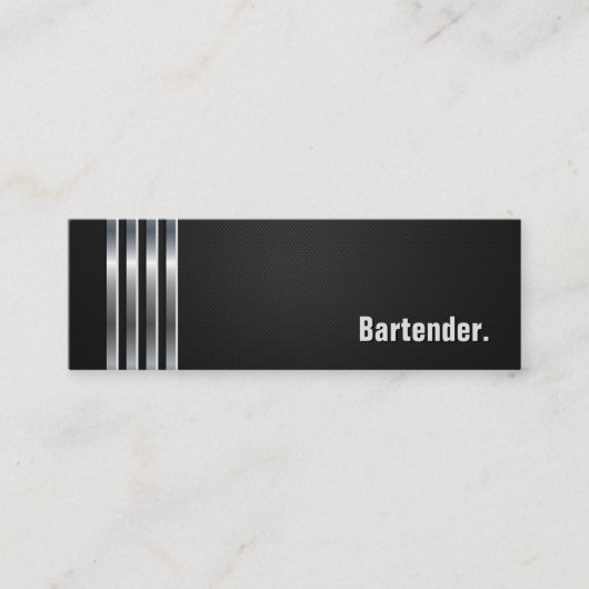 Carte De Visite Mini Bartender - Bandes d'argent noir (Devant)