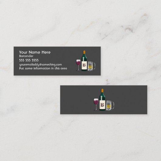 Carte De Visite Mini Bartender Dark (Devant / Derrière)