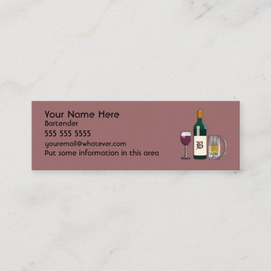 Carte De Visite Mini Bartender Mauve (Devant)
