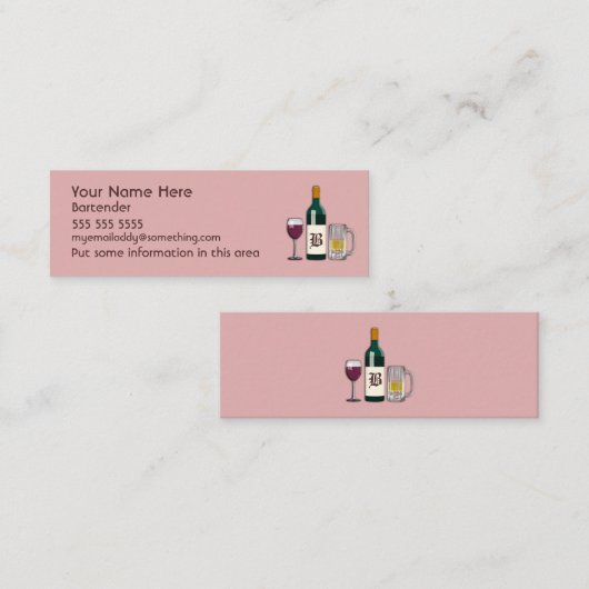 Carte De Visite Mini Bartender rose (Devant / Derrière)