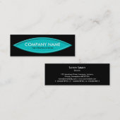 Carte De Visite Mini Bateau forme II - Turquoise sur Noir (Devant / Derrière)