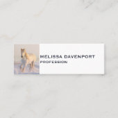 Carte De Visite Mini Beau Cheval Blanc Courir dans la neige (Devant)