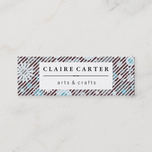 Carte De Visite Mini Beau rayures diagonales florales (Devant)