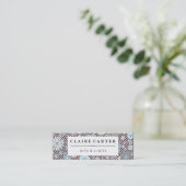 Carte De Visite Mini Beau rayures diagonales florales (Debout devant)