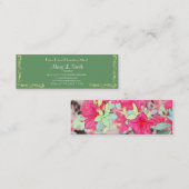 Carte De Visite Mini Beau style art rose azalea fleurs maigre (Devant / Derrière)