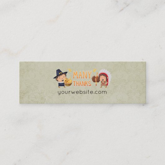 Carte De Visite Mini Beaucoup Remercient Pilgrim Et Native Grateful Ens (Devant)