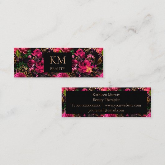 Carte De Visite Mini Beauté mobile florale foncée (Devant / Derrière)