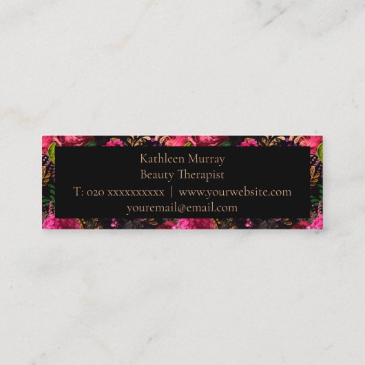 Carte De Visite Mini Beauté mobile florale foncée (Dos)