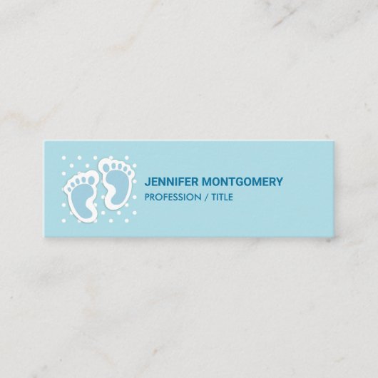 Carte De Visite Mini Bébé bleu mou Pieds de garçon (Devant)