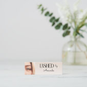 Carte De Visite Mini Beige Blush Lashed Minimal Script Photo (Debout devant)