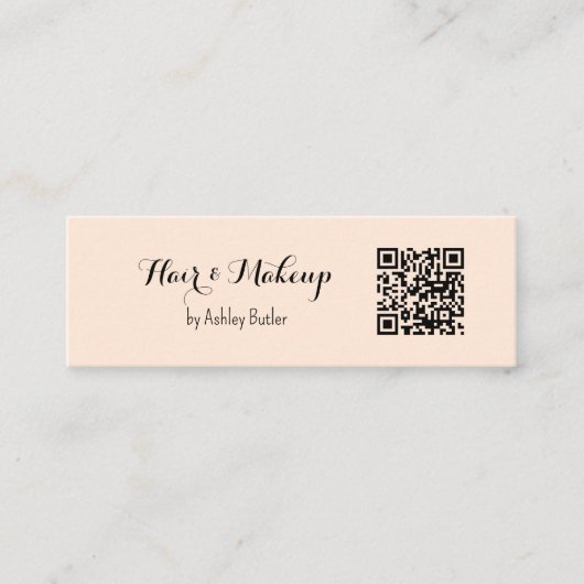 Carte De Visite Mini Beige QR Code Artiste maquillage de beauté (Devant)