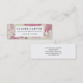 Carte De Visite Mini Belles rayures diagonales florales (Devant / Derrière)