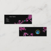 Carte De Visite Mini BERRIES MAGIQUES MONOGRAM violet rose rose noir bl (Devant / Derrière)