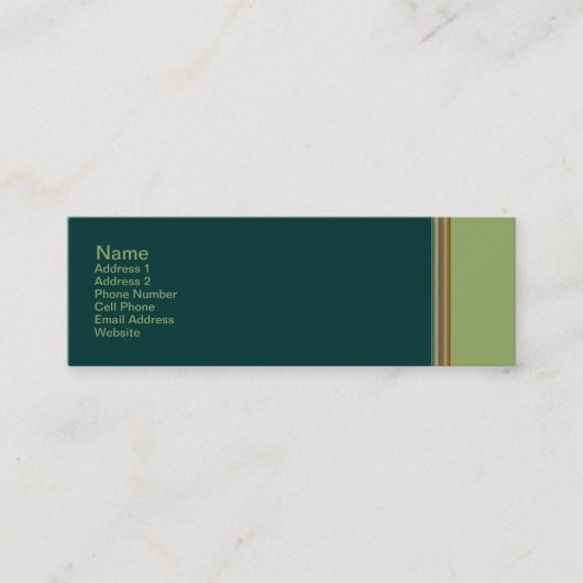 Carte De Visite Mini biege vert barré (Devant)