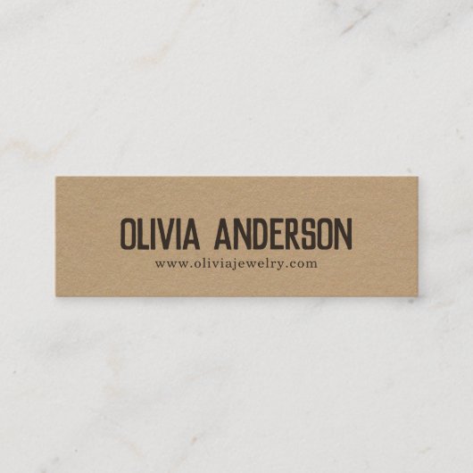 Carte De Visite Mini Bijoux artisanaux en papier marron moderne rustiqu (Devant)