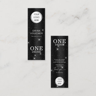 Carte De Visite Mini Billet de Boisson Luxe Noir avec Logo Séquence Fau