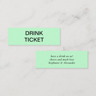 Carte De Visite Mini Billet de boisson Mariage simple Mint Green nouvel