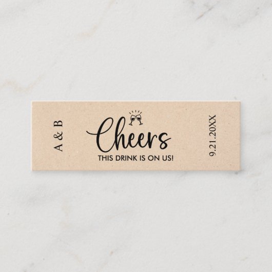 Carte De Visite Mini Billet de Boisson pour Mariage Rustique (Devant)