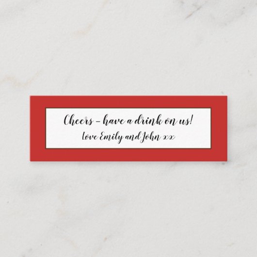 Carte De Visite Mini Billet de la réception de mariage rouge (Devant)