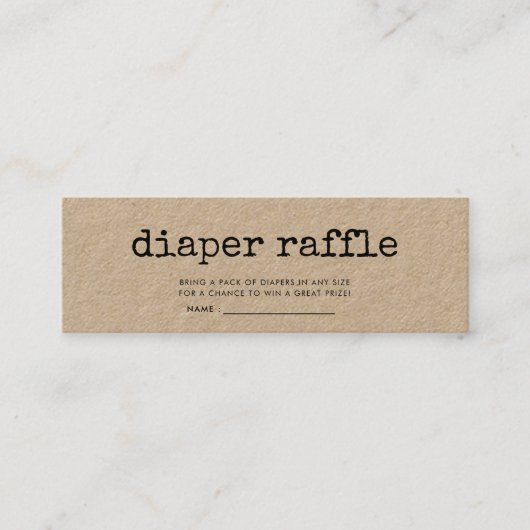 Carte De Visite Mini Billet de tirage de baby shower de machine à écrir (Devant)