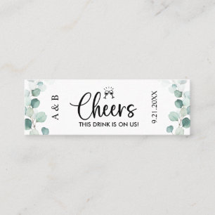Carte De Visite Mini Billet Mariage verdoyant pour boisson
