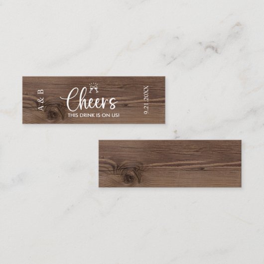 Carte De Visite Mini Billet Rustic Mariage Drink (Devant / Derrière)