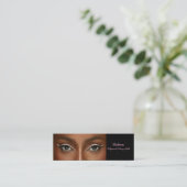 Carte De Visite Mini Black Blush Pink Typography Photo Makeup (Debout devant)