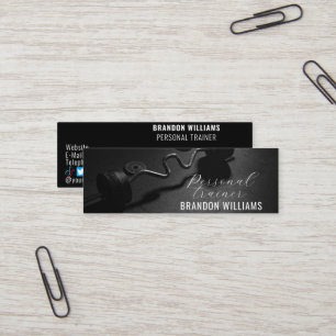 Carte De Visite Mini Black White Fitness Personal Trainer Influencer