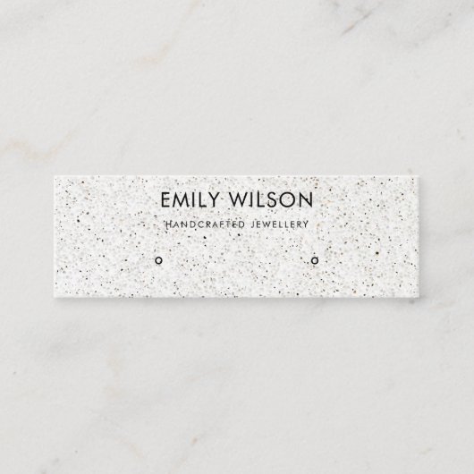 CARTE DE VISITE MINI BLANC TERRAZZO TEXTURE STUD EARRING AFFICHER LOGO (Devant)