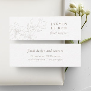 Carte De Visite Mini BLANCHE Fleur minimaliste chic