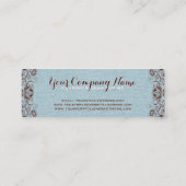 Carte De Visite Mini Bleu Burlap Lin & Brown Floral & dentelle (Dos)