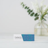 Carte De Visite Mini Bleu diagonal et kaléïdoscopique blanc, vert, (Debout devant)