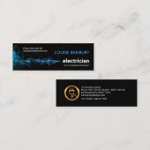 Carte De Visite Mini Bleu Electric Lightning Wave Electricien (Devant / Derrière)