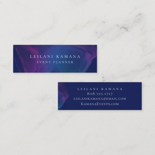 Carte De Visite Mini Bleu en écorce moderne (Devant / Derrière)