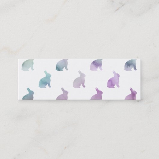 Carte De Visite Mini Bleu mauve pastel Aquarelle Bunny Arrière - plan (Devant)