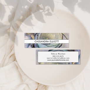 Carte De Visite Mini Bleu Turquoise violet et or Encre d'alcool Liquide