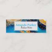 Carte De Visite Mini Blue Gold QR Code Social Media (Devant)