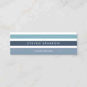 Carte De Visite Mini Blue mint nautical stripes modern simple elegant