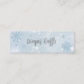 Carte De Visite Mini Blue Snowflakes Boy Baby shower Diaper Raffle (Devant)