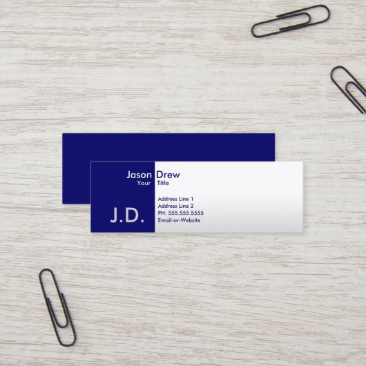 Carte De Visite Mini blues professionnels monogrammed (Devant/Arrière en situation)
