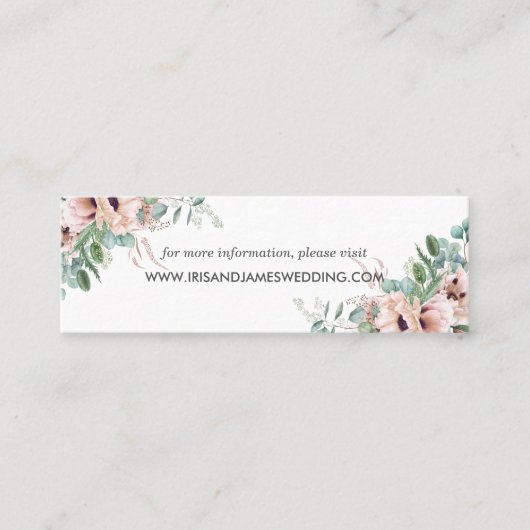 Carte De Visite Mini Blush Floral Greenery Site Mariage Carte Mini (Devant)