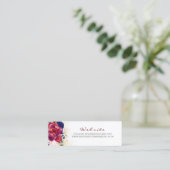 Carte De Visite Mini Blush Navy Blue et Burgundy Red FlorMariage (Debout devant)